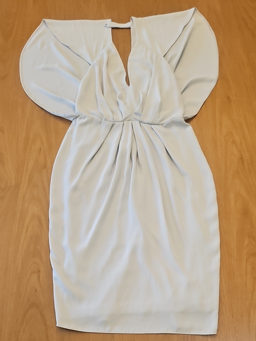 Asos Dusty Blue/Light Gray Flutter-Sleeve Plunge Mini Dress